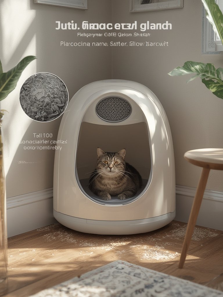 corner litterbox in action